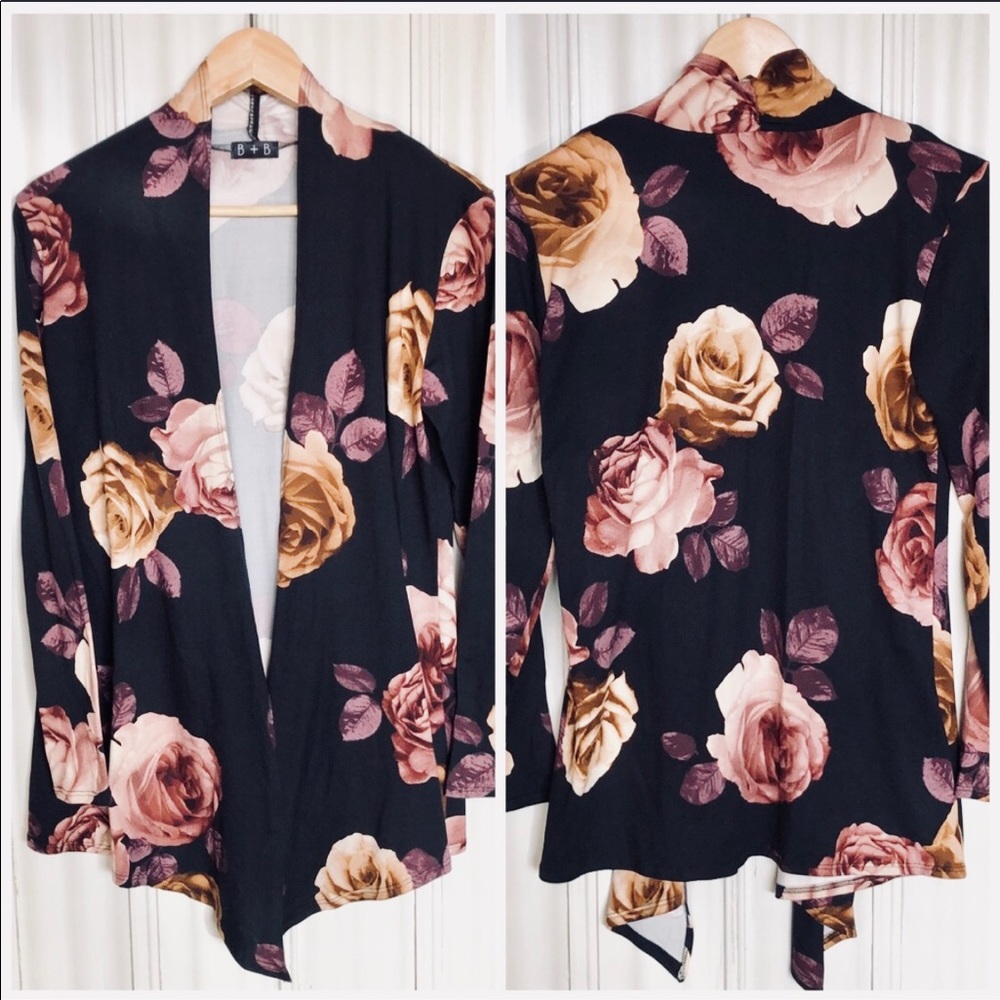 PLUM // Florals Open Front Cardigan